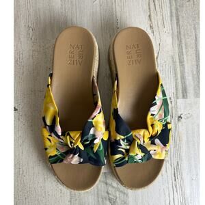 Nauturalizer Women's 9.5 Dayana yellow floral slip on sandal platform espadrille